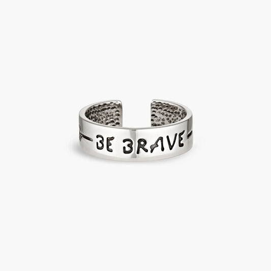 Elevate your style with our. Be Brave Toe Ring featuring a pressed text and arrow design. This toe ring is not just an accessory; it's a reminder to be brave and follow your path. Crafted with high-quality sterling silver, it offers both durability and style. Make a bold statement and add a touch of inspiration to your look with this unique piece of jewellery.