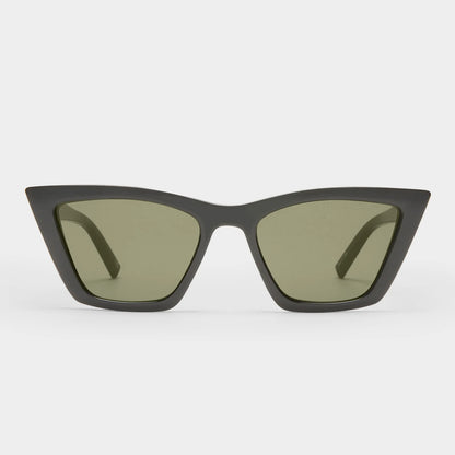 Featuring sweeping lines and refined proportions, our VELODROME sunglasses are an invariable classic. Designed with a midsized fit and chic signature pinstripe metal hardware on both temples, this refined cat-eye style is suitable for all face shapes and will look sharp with any outfit.

• Finished in classic black with dark lenses for an everyday look.
• Made using BPA free polymer plastic which is lightweight, durable and impact resistant.
• Fitted with shatterproof and scratch resistant polycarbonate len